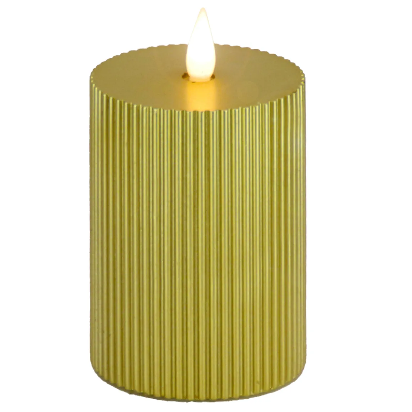 5 in. by 9 in. HGTV Home Collection Flameless Georgetown Pillar Candle, Gold