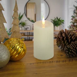5 in. by 9 in. HGTV Home Collection Flameless Georgetown Pillar Candle, Ivory