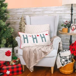 14 in. by 26 in. HGTV HO HO HO Pillow with Embroidery