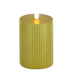 4 in. by 8 in. HGTV Home Collection Flameless Georgetown Pillar Candle, Gold