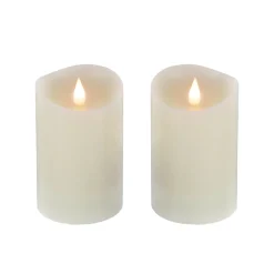 2 in. by 5 in. HGTV Home Collection Flameless Heritage Pillar Candle Pair, Ivory