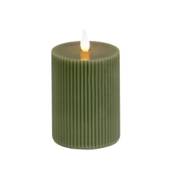 4 in. by 6 in. HGTV Home Collection Flameless Georgetown Pillar Candle, Dk Green