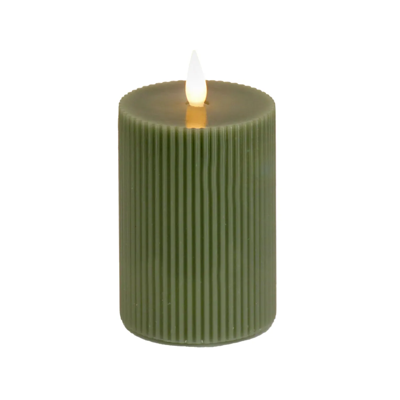 4 in. by 8 in. HGTV Home Collection Flameless Georgetown Pillar Candle, Dk Green