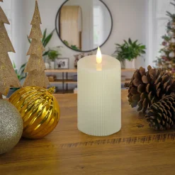 5 in. by 7 in. HGTV Home Collection Flameless Georgetown Pillar Candle, Ivory