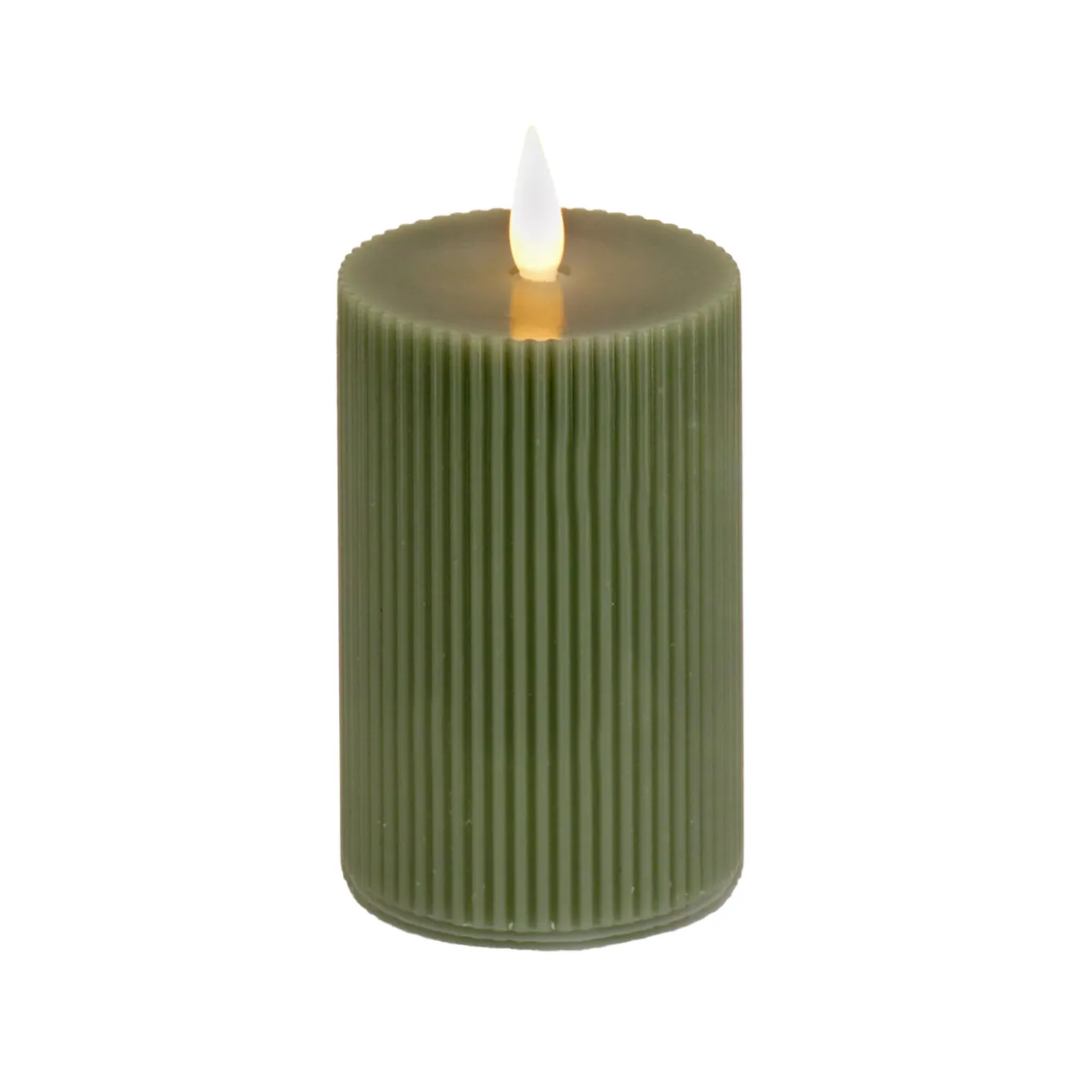 3 in. by 9 in. HGTV Home Collection Flameless Georgetown Pillar Candle, Dk Green