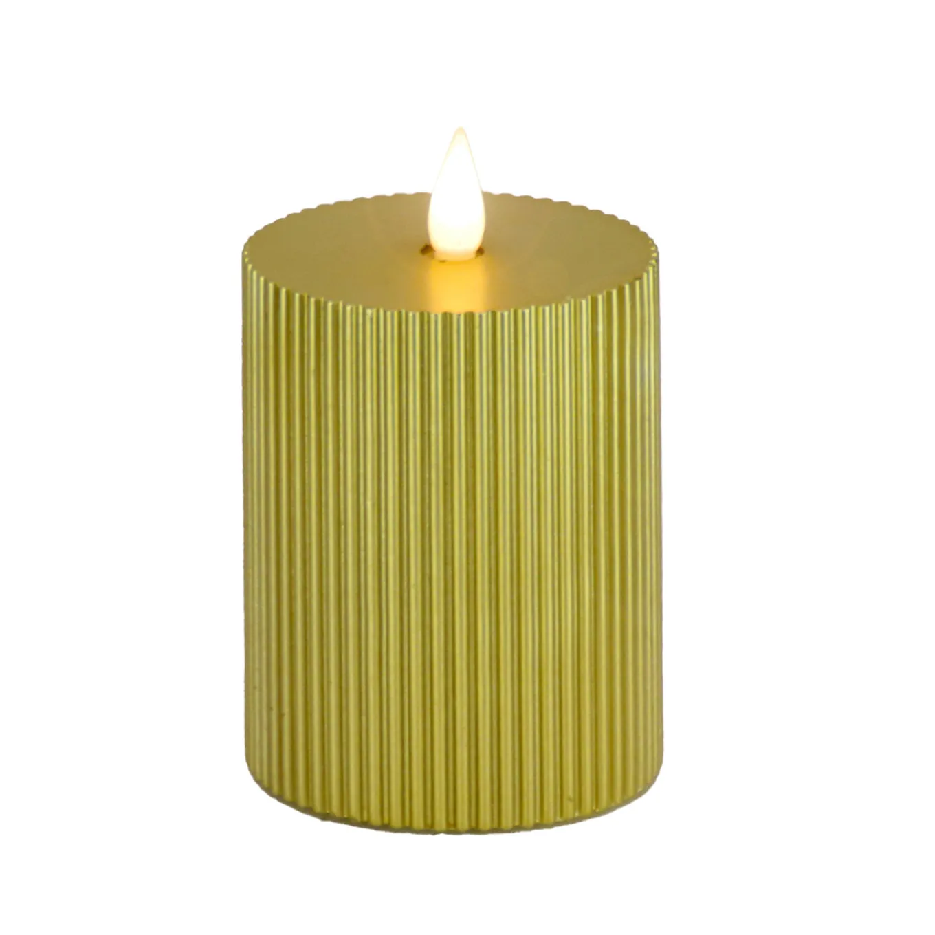 4 in. by 6 in. HGTV Home Collection Flameless Georgetown Pillar Candle, Gold