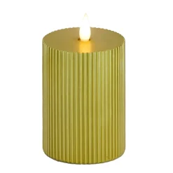 4 in. by 10 in. HGTV Home Collection Flameless Georgetown Pillar Candle, Gold