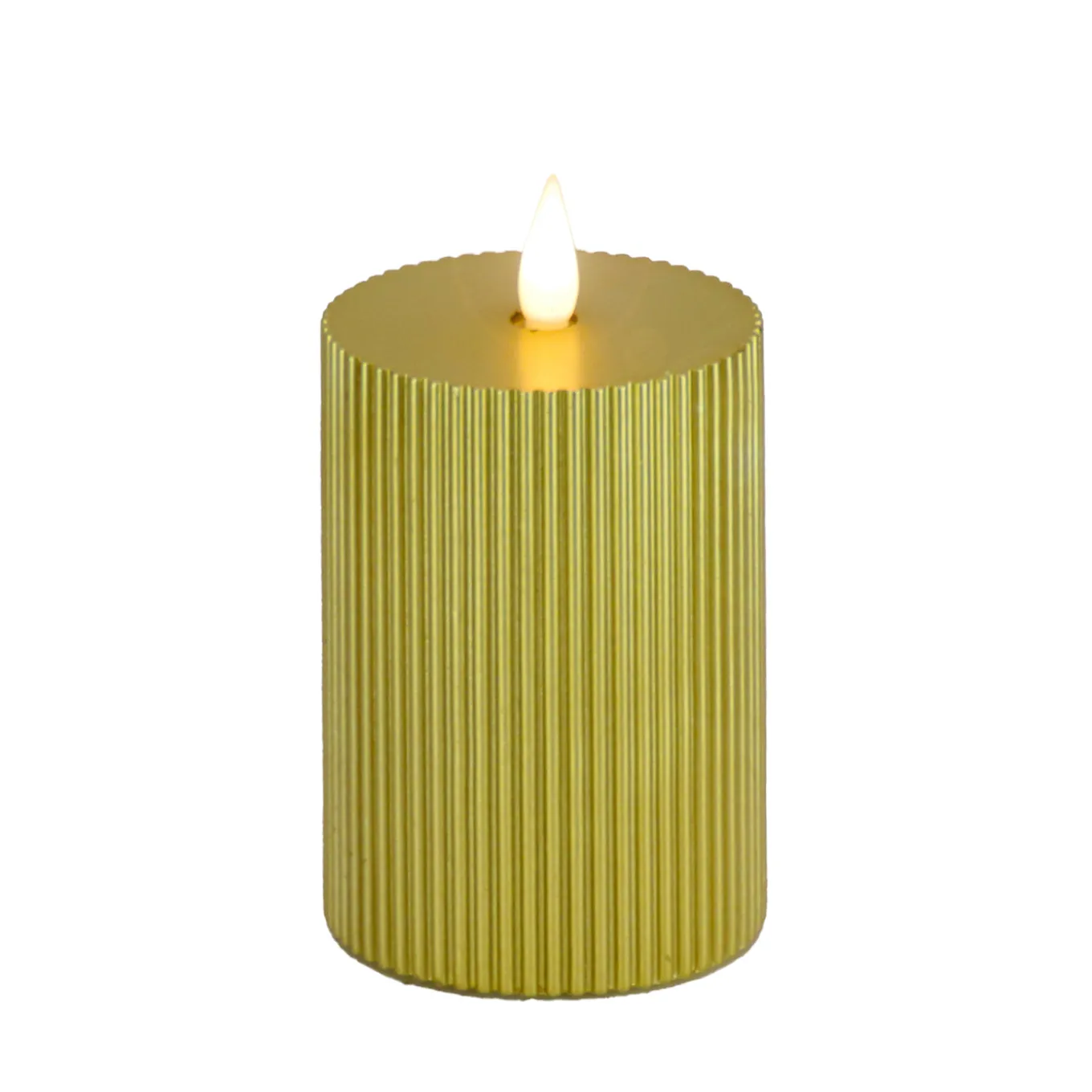 3 in. by 7 in. HGTV Home Collection Flameless Georgetown Pillar Candle, Gold