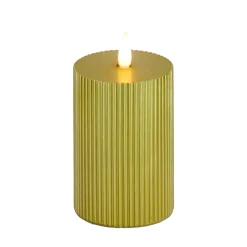 3 in. by 9 in. HGTV Home Collection Flameless Georgetown Pillar Candle, Gold