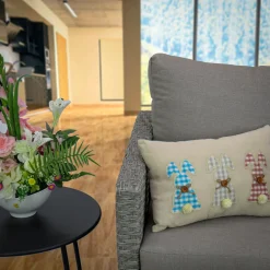 18 in. by 10 in. Plaid Easter Bunnies Decorative Pillow