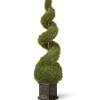 48 in. Cedar Spiral Topiary Tree with Ball in a Black Square Pot