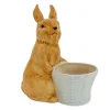11 in. Ceramic Bunny with Basket Table Decoration