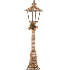 60 in. Champagne Vine Lamppost Decoration with Clear Lights