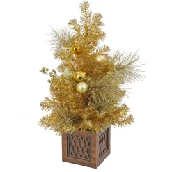 36 in. Christmas Be Merry Decorated Gold Tree with Warm White LED Lights