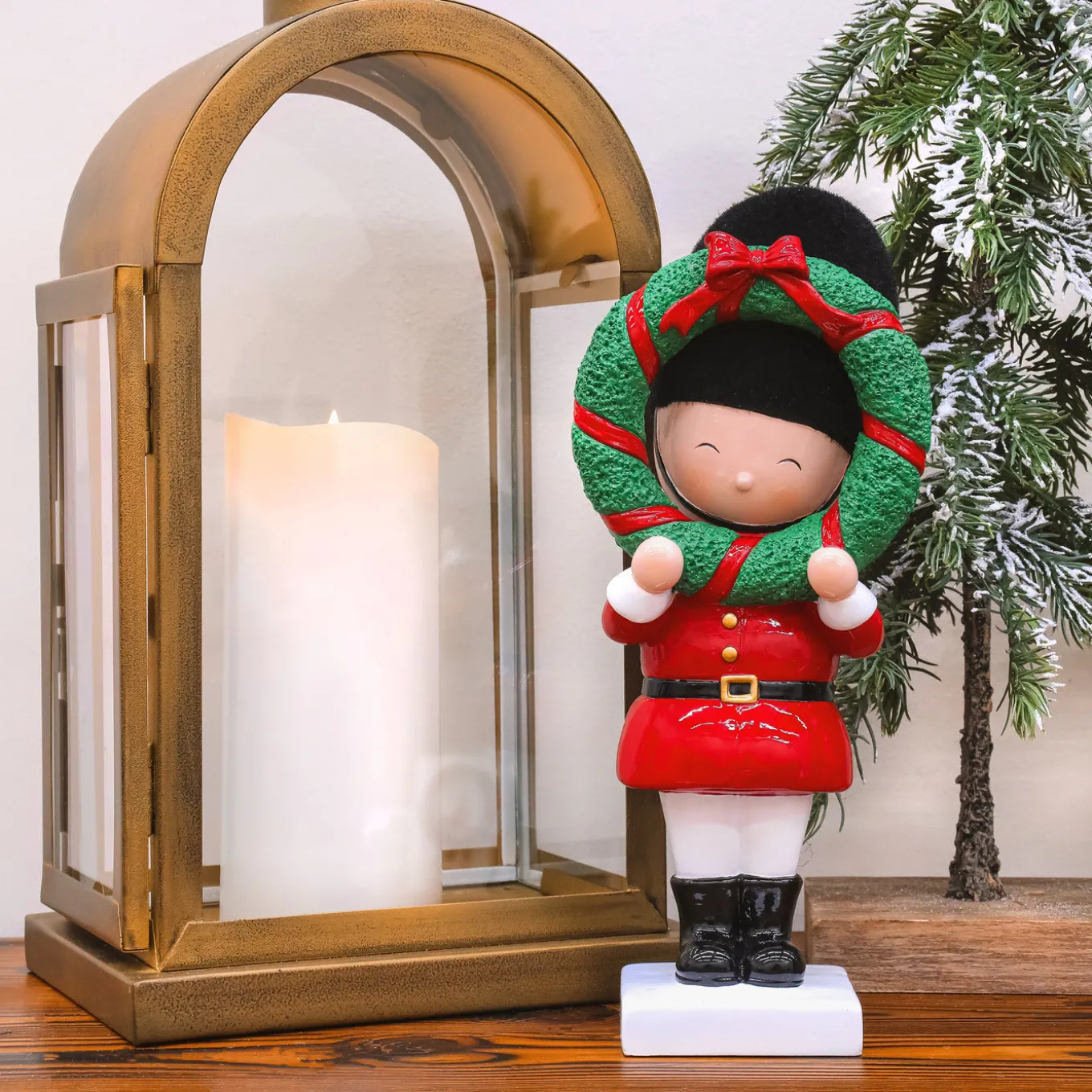 10 in. Christmas Soldier Holding Wreath