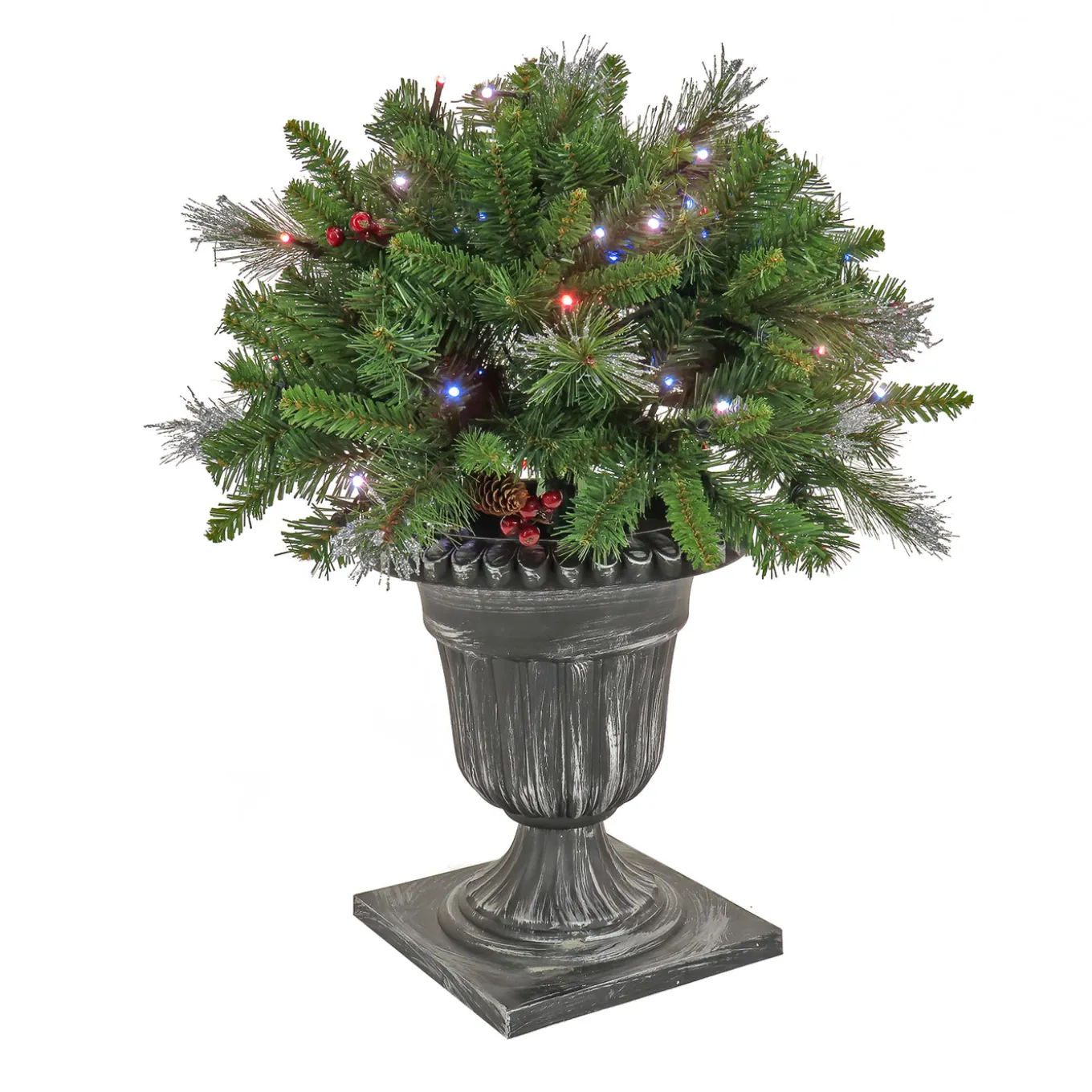 24 in. Crestwood Spruce Porch Bush with Twinkly LED Lights