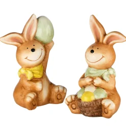 7 in. Easter Bunnies Holding Eggs Table Decoration