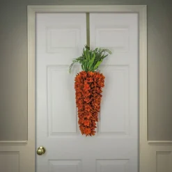 28 in. Easter Carrot Hanging Decoration Decorated with Orange Flower Blooms