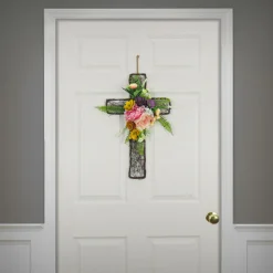 23 in. Easter Floral Cross Decoration