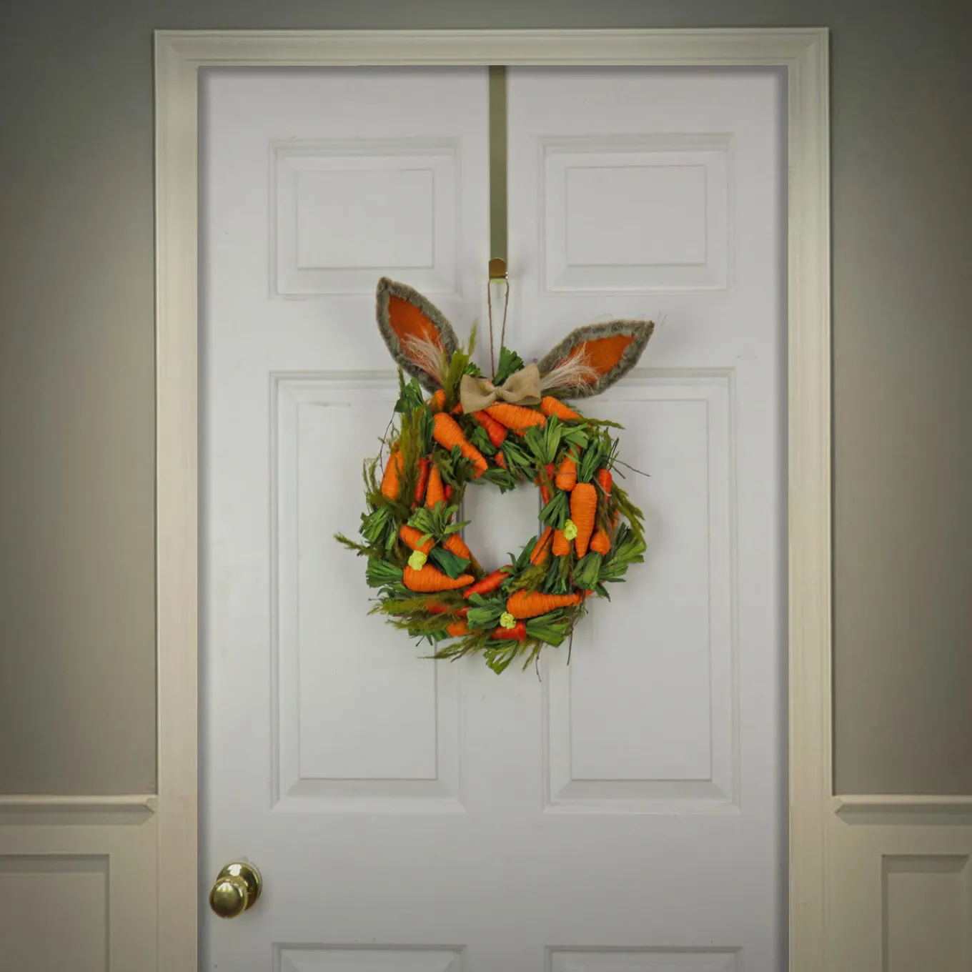 16 in. Easter Wreath Decorated with Carrots and Leafy Greens