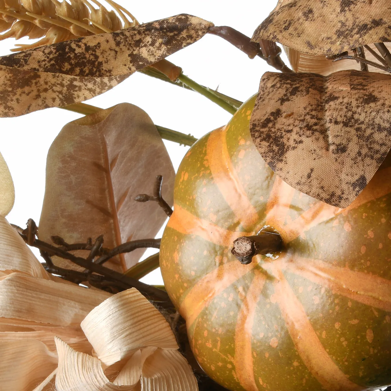 36 in. Fall Door Decoration with Pine Cones, Pumpkins, Gourds, Assorted Leaves