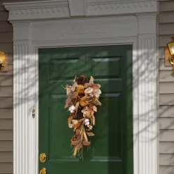 30 in. Fall Teardrop with Pine Cones, Berry Clusters, Pumpkins, Assorted Leaves