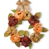 24 in. Fall Wreath with Hydrangeas, Elm Leaves, Burlap Ribbon