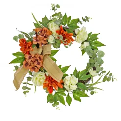 24 in. Fall Wreath with Hydrangea and Rose