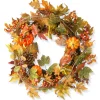 24 in. Fall Wreath with Pumpkins, Pinecones, Berry Clusters, Maple Leaves