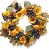 22 in. Fall Wreath with Pumpkins, Gourds, Pinecones, Sunflowers, Berry Clusters, Assorted Leaves