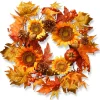 22 in. Fall Wreath with Sunflowers, Pinecones, Berry Clusters, Acorns, Pumpkins, Maple Leaves