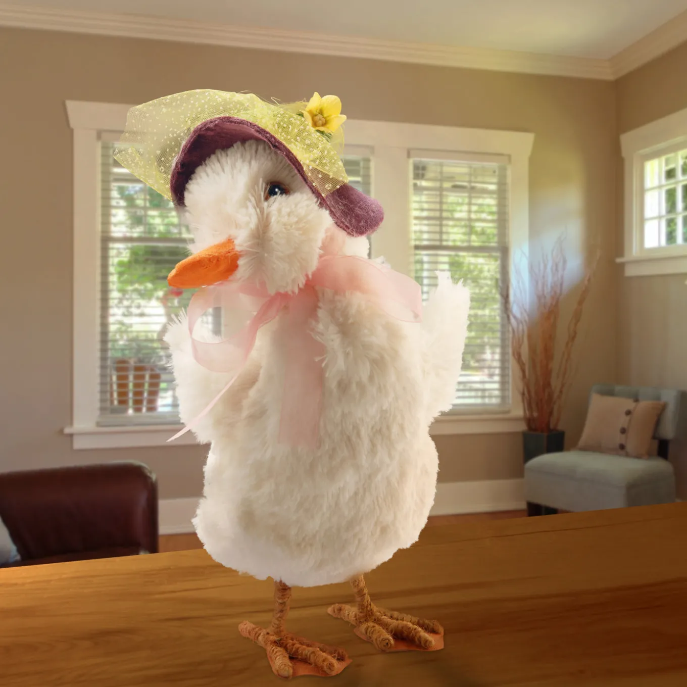 12 in. Female Fancy Easter Duckling Table Decoration