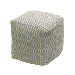 16 in. Gray Hand Woven Pouf Ottoman