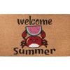 30 in. Green Welcome Summer Crab and Watermelon Coir Doormat