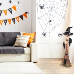 48 in. Halloween Broom with Arms & Witch Hat