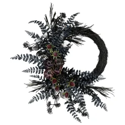 18 in. Halloween Deep Purple Fern Sakura Half Wreath