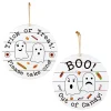 12 in. Halloween Hanging Double Sided Sign, White, Trick or Treat, Out of Candy