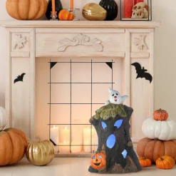 18 in. Halloween Haunted Tree Trunk Decoration with LED Lights