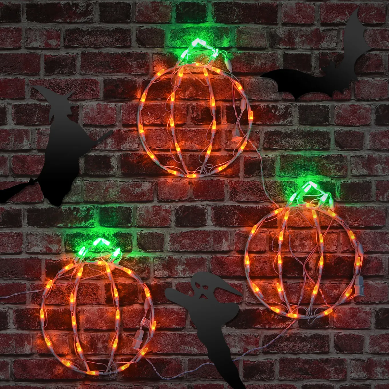 14 in. Halloween Mini Pumpkin Trio Lighted Sign Decoration with LED Lights