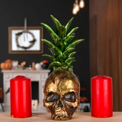 14 in. Halloween Pineapple Skull Tabletop Decoration