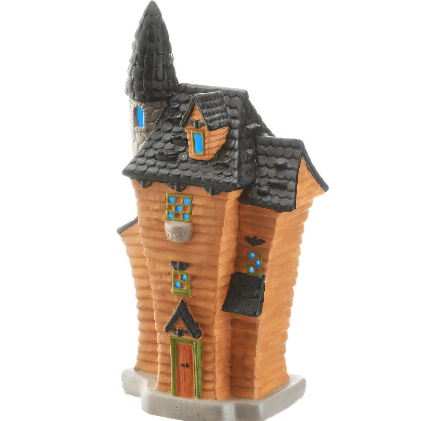 12 in. Halloween Pre-Lit Black Haunted House Decoration with LED Lights