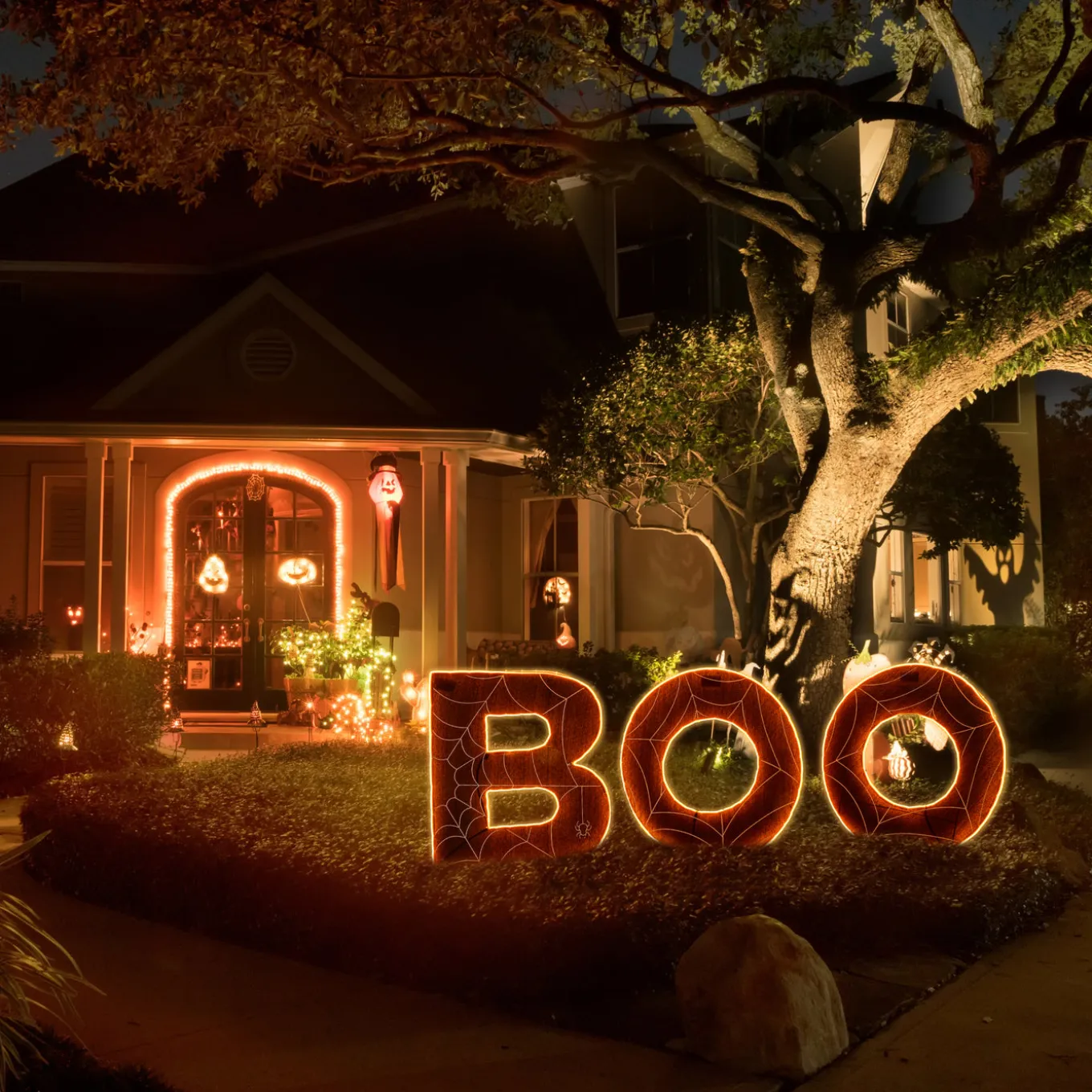 47 in. Halloween Pre-Lit BOO Outdoor Lawn Decoration with LED Lights
