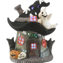 7 in. Halloween Pre-Lit Haunted Mushroom House Decoration with LED Lights