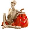 9 in. Halloween Skeleton and Jack O Lantern Decoration with LED Lights