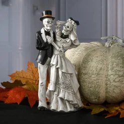11 in. Halloween Skeleton Bride and Groom Decoration