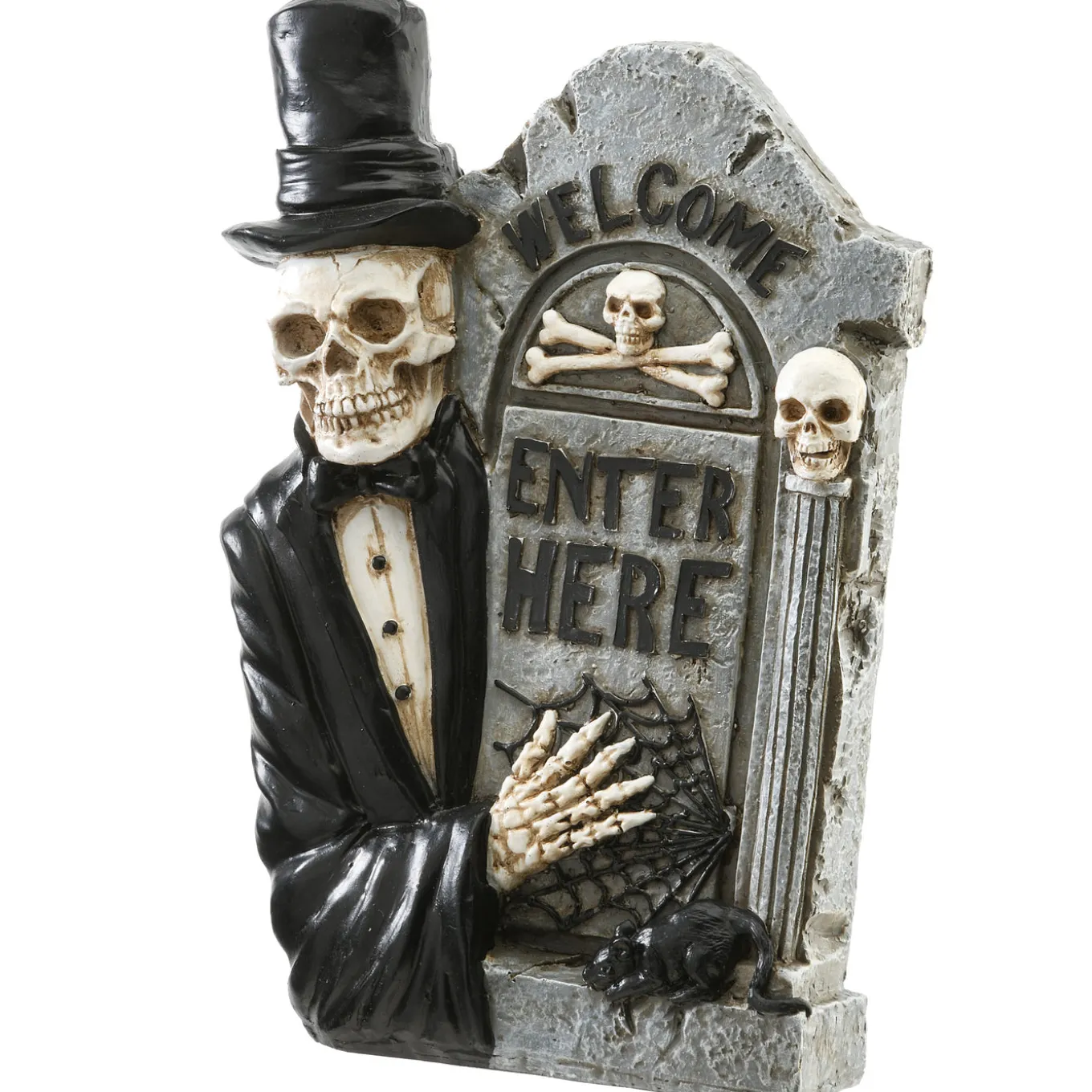 12 in. Halloween Skeleton Holding a Tombstone Decoration