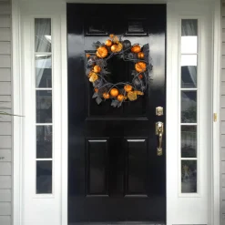 20 in. Halloween Spooky Wreath with Pumpkins and Ornaments