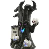 15 in. Halloween Tree Holding Skull and RIP Tombstone with LED Lights