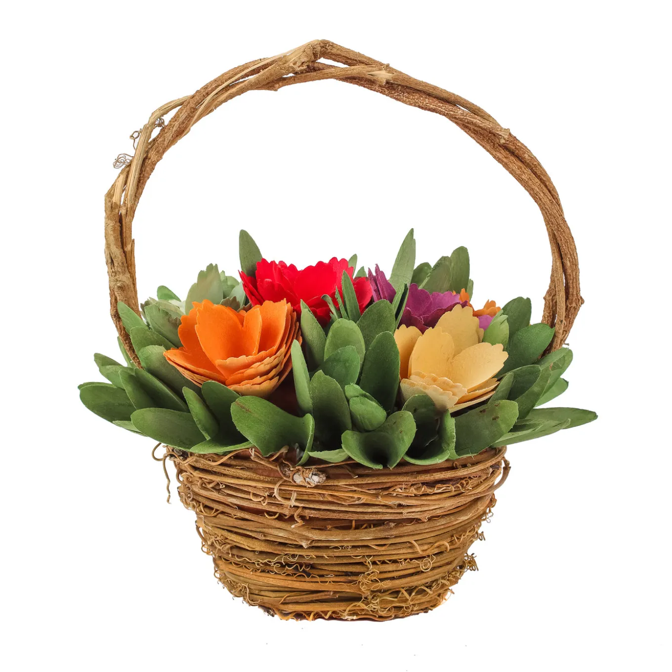 10 in. Handcrafted Multicolor Floral Basket