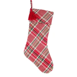 20 in. HGTV Home Collection Bias Cut Red Plaid Stocking